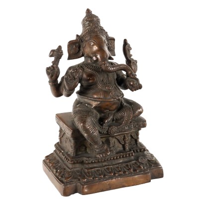 Antique Sculpture of a Ganesha '900 Bronze Lalitashana Position