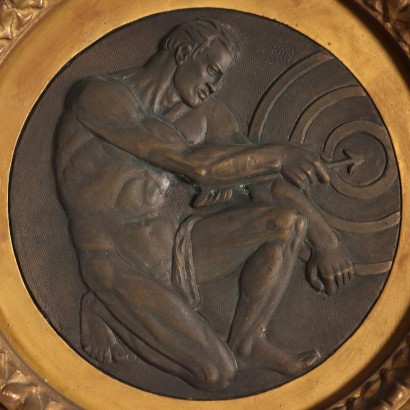 Bassorilievo in bronzo con Figura di A,Bassorilievo con figura di arciere,Placca novecentista con Figura a Bassori