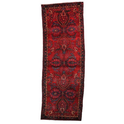 Antique Liliani Carpet Wool Big Knot Iran 124 x 42 In