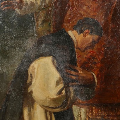 arte, arte italiana, pittura novecento italiana,Dipinto con Cristo Crocifisso e Santi