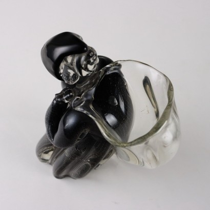 Antike Skulptur Frau mit Tragkorb Murano Glas Italien XX Jhd