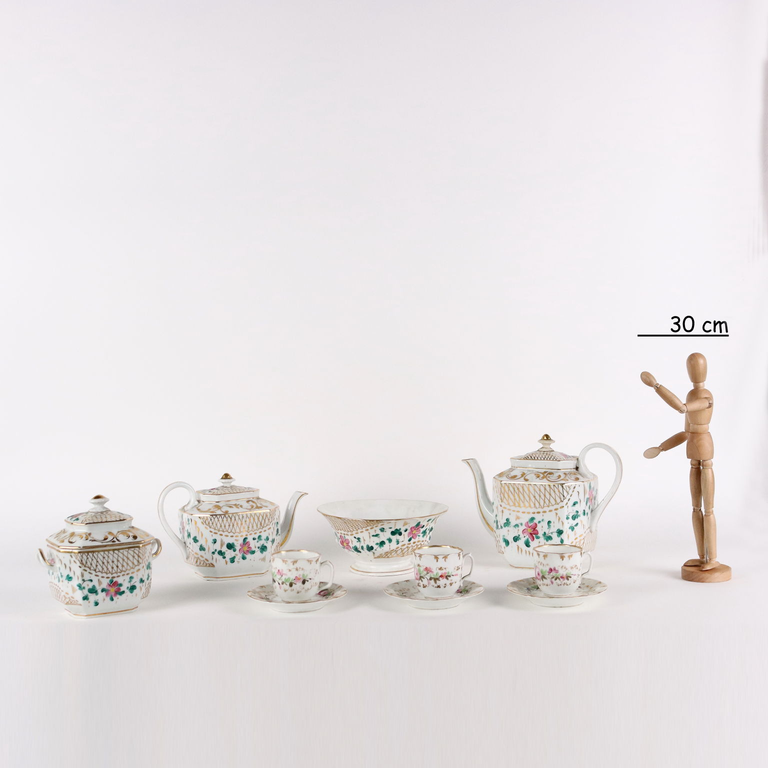 Servizio Antico The e Caffè Porcellana Bianca Europa '800 Decori oro