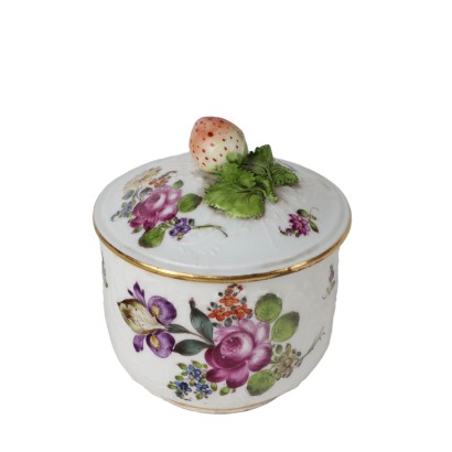 Ancient Sugar Bowl White Porcelain Europe \'800 Painted Ceramics