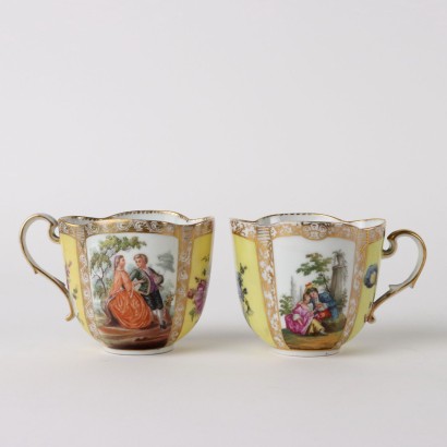 antiquariato, tazza, antiquariato tazza, tazza antica, tazza antica italiana, tazza di antiquariato, tazza neoclassico, tazza del 800,Due Tazze in Porcellana di Meissen Aug