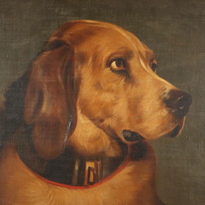 arte, arte italiana, pittura novecento italiana,Dipinto con Ritratto di Cane,"Odin A Bloodhound"%2