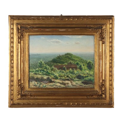 arte, arte italiano, pintura italiana del siglo XX, pintura con paisaje de Vittorio Bonatt, colinas de Brescia, Vittorio Bonatti, Vittorio Bonatti