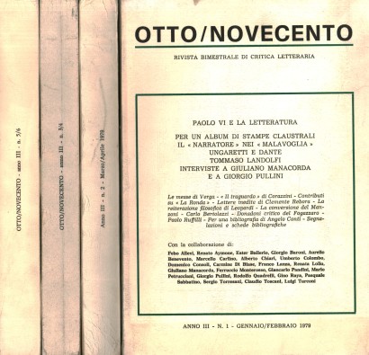Otto/Novecento: rivista bimestrale di critica letteraria. Annata completa 1979 Anno III n.1,2,3/4,5/6 (4 Volumi)