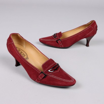 Tod's Mokassin Second Hand Suède Bordeaux Schnalle Gr. 37