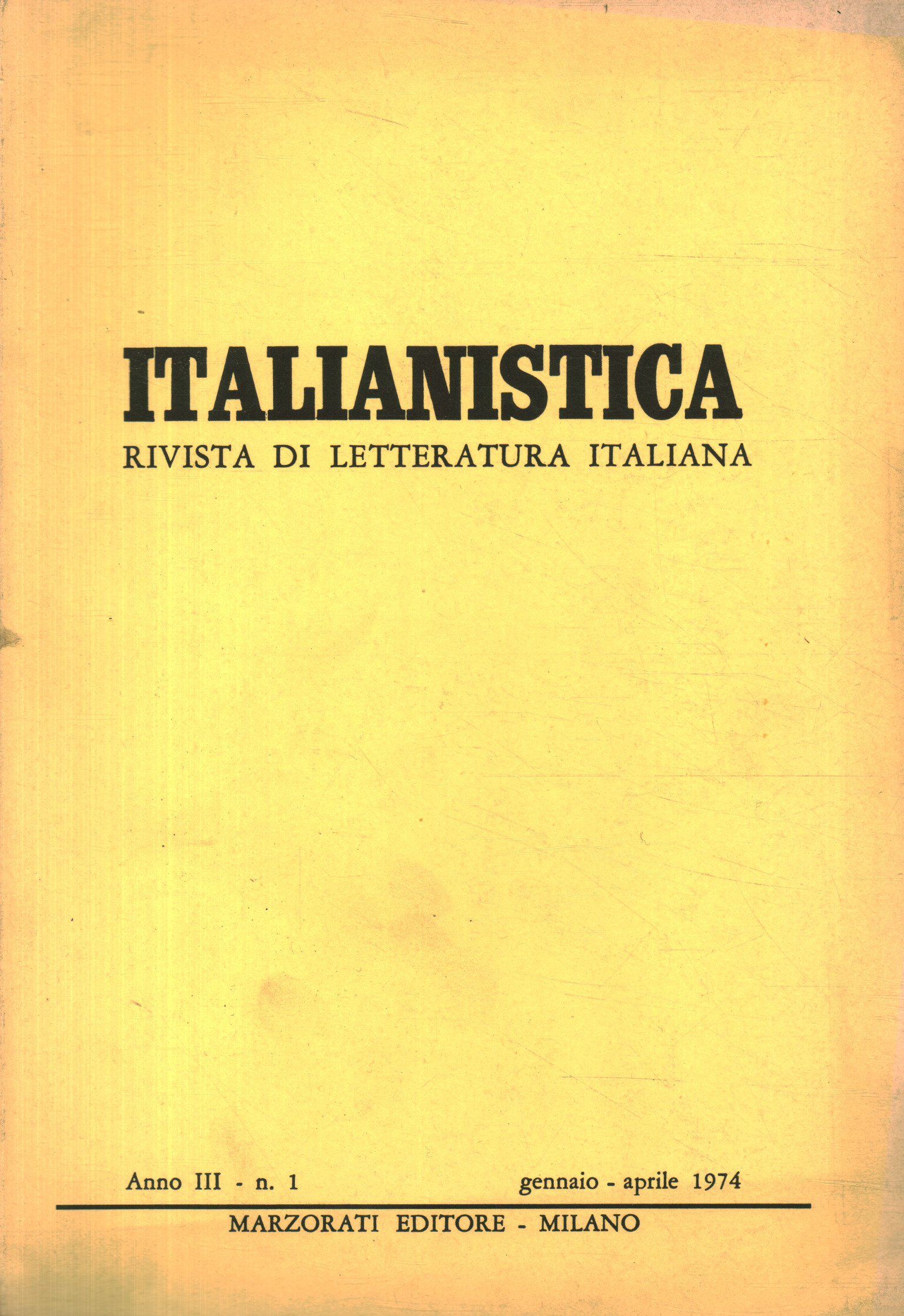 Italianistica: journal of Italian literature