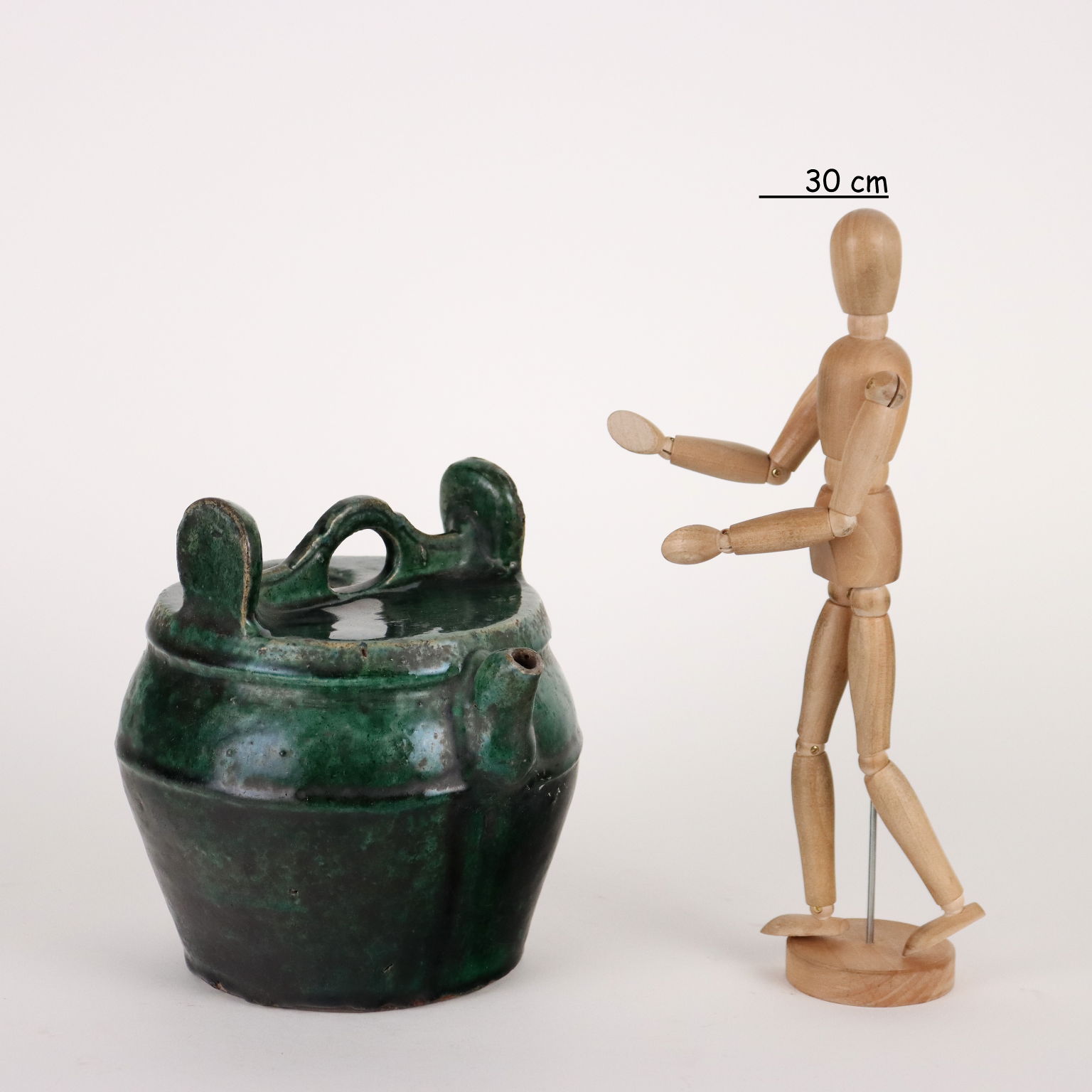 Recipiente Antico Cina Epoca Ming Ceramica invetriata Verde Miniatura