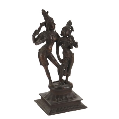 Krishna mit einer Gopi-Bronzeskulptur