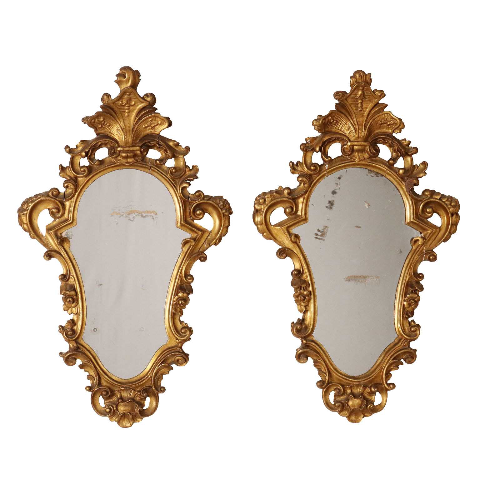 Pair of Late 18th Century Italian Giltwood Baroque Candlesticks