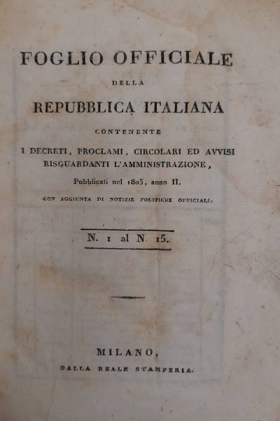 Foglio officiale della Repubblica Italiana contenente i Decreti