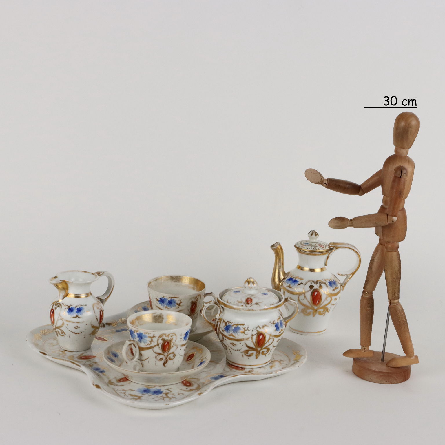 Servizio da tè antico in porcellana, Parigi, set di 14 in vendita su Pamono