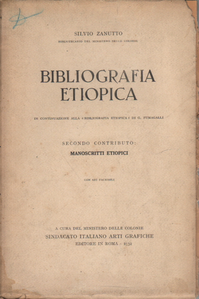 Bibliographie l'éthiopien Deuxième contribution: manoscri, Silvio Zanutto