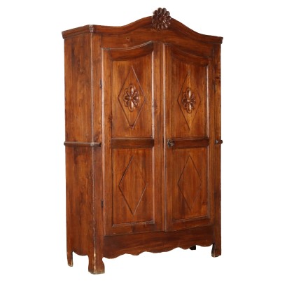 Ancient Neoclassical Wardrobe Piedmont XVIII Century Poplar