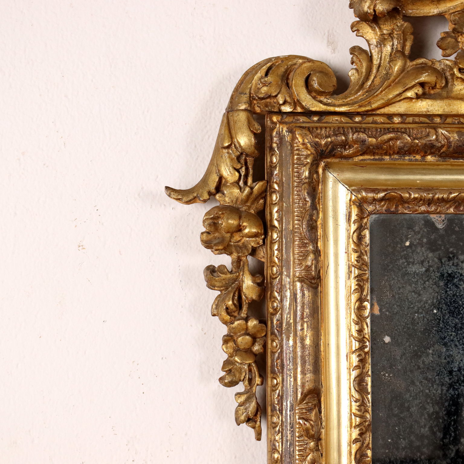 Specchiera Antica Stile Barocchetto 900 Legno Dorato Specchio Mercurio