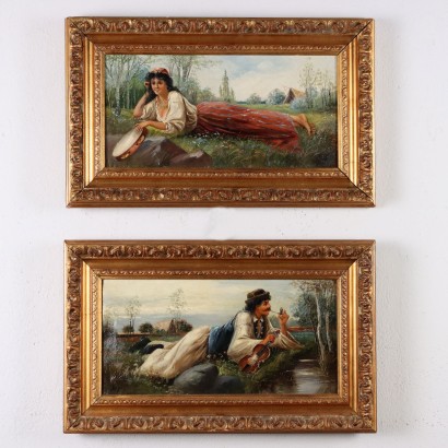 art, art italien, peinture italienne du XIXe siècle, Couple d'amoureux