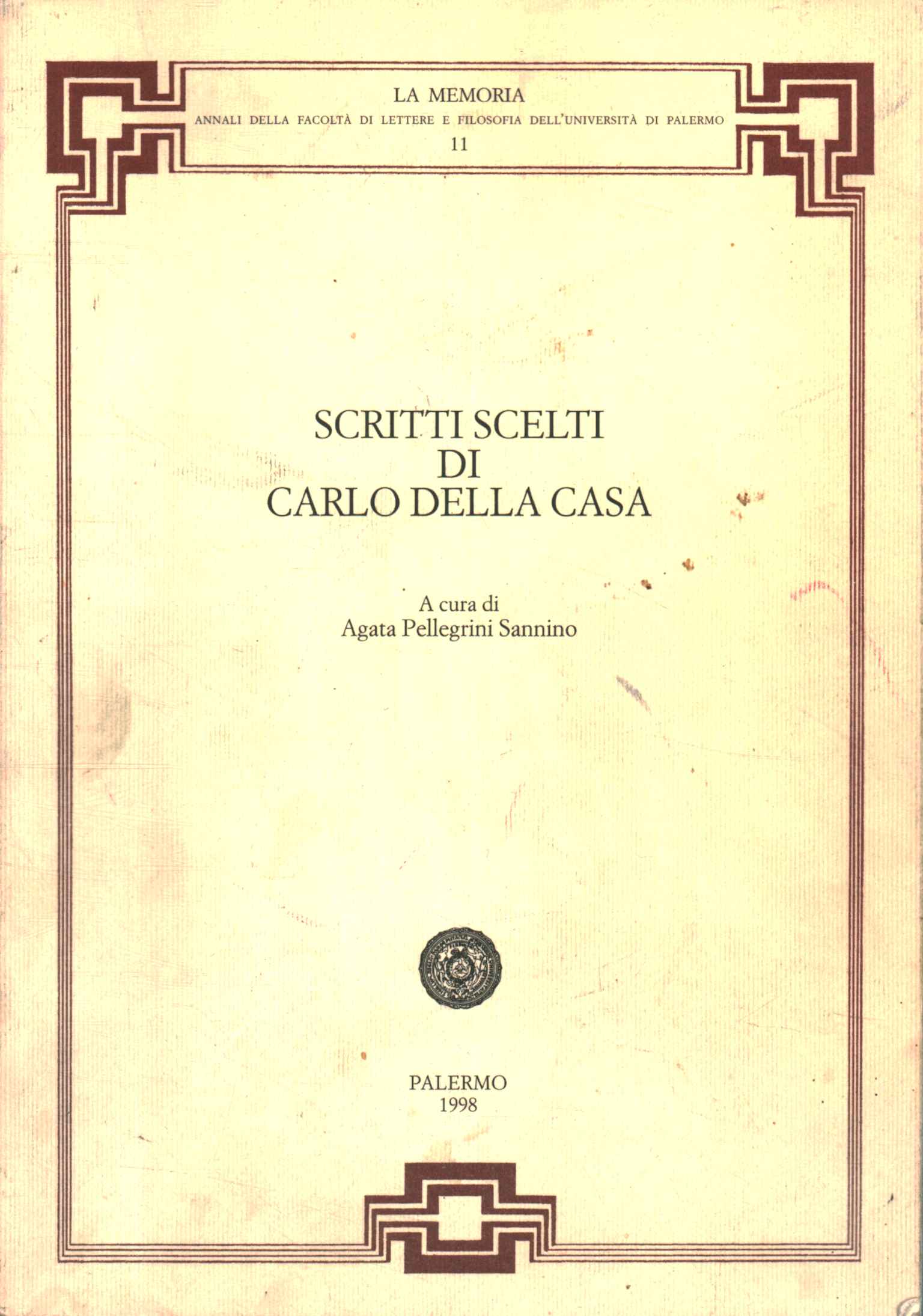 Escritos seleccionados de Carlo Della Casa