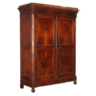 Ancient Genoese Wardrobe Walnut Mid XIX Century