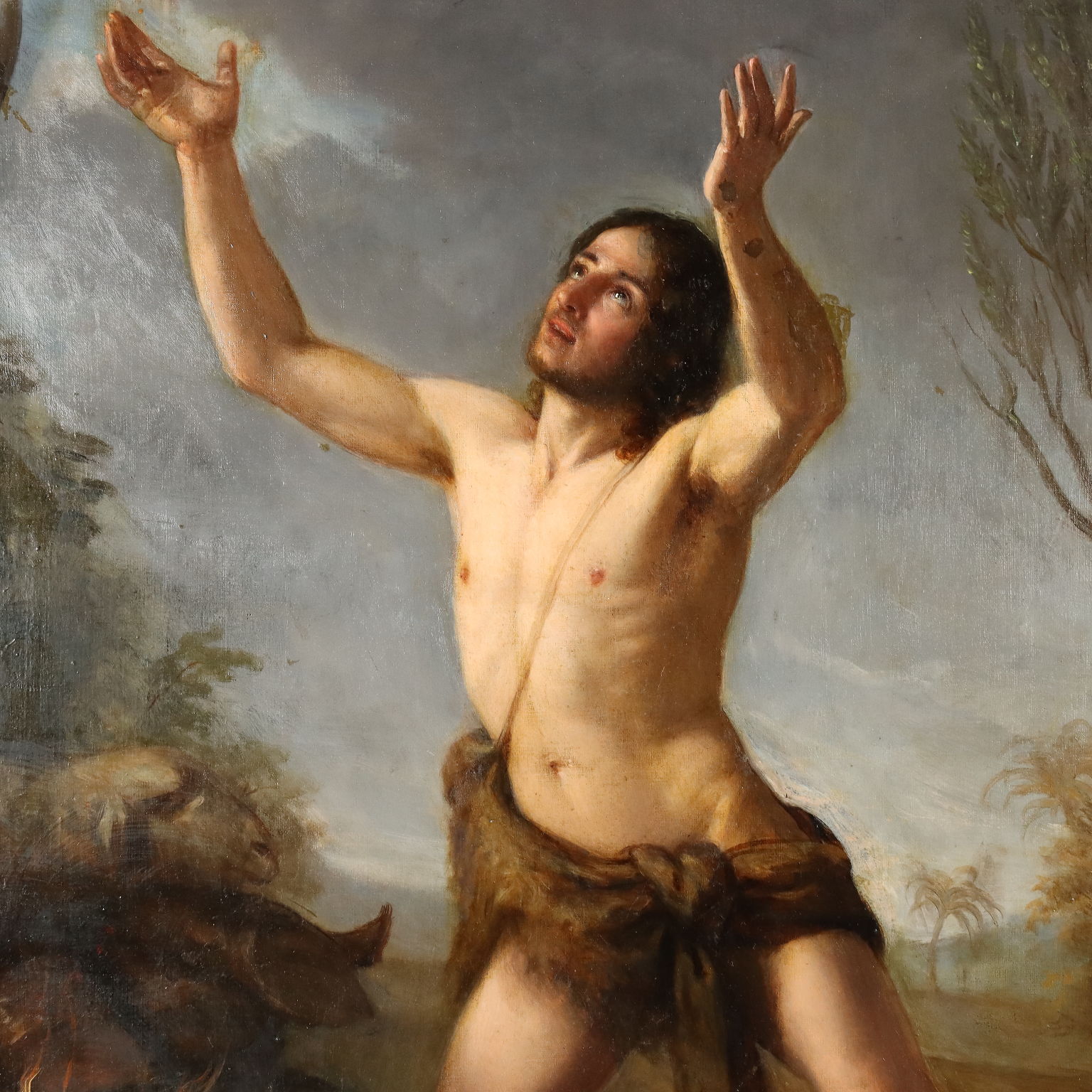 Ancient Painting Abel Offering Sacrifices 800 Oil on Canvas Painting