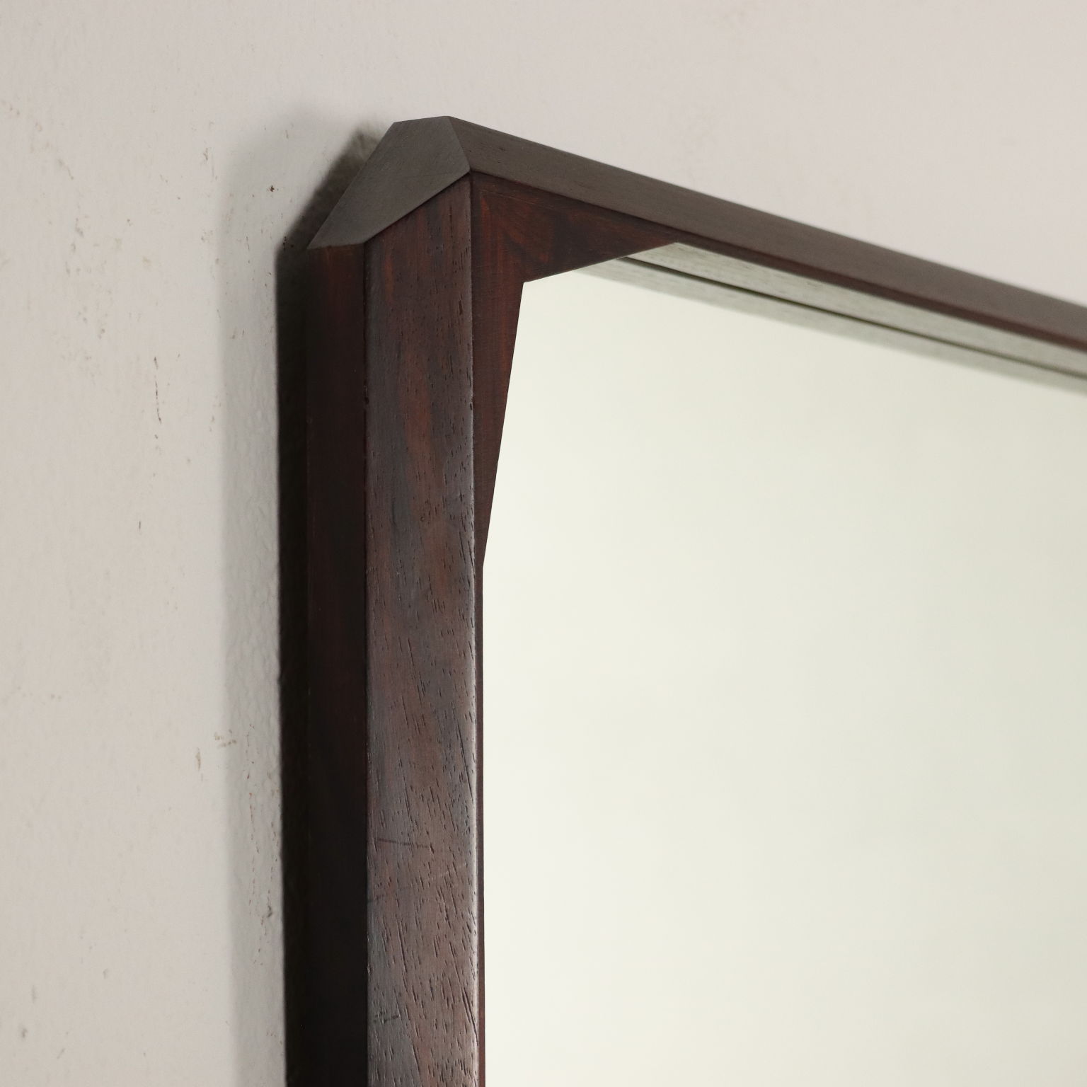 Specchio da Parete Vintage Cornice in Legno Esotico Italia Anni 60