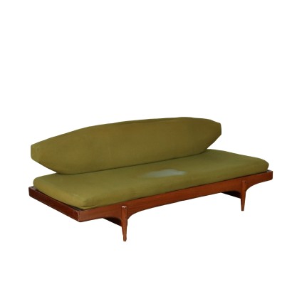 Vintage 1960s Convertible Sofa Teak Cloth Italy