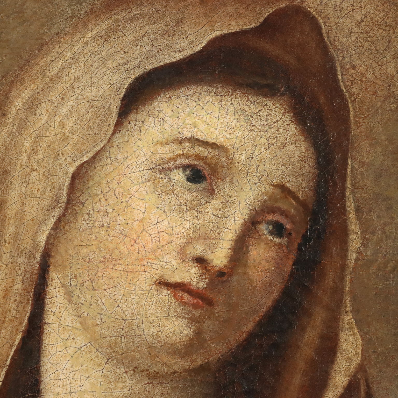 Quadro Antico Dipinto con Soggetto Sacro Olio su Tela XVIII Secolo
