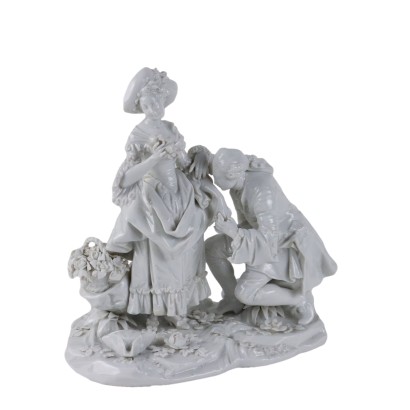 Grupo escultórico en porcelana blanca, fábrica Capodimonte.