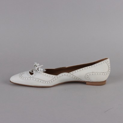 Hermes Ballerines En Cuir Blanc