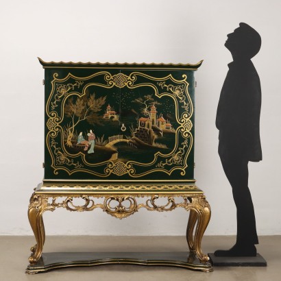 CONSOLA LACADA, Mueble bar estilo chinoiserie