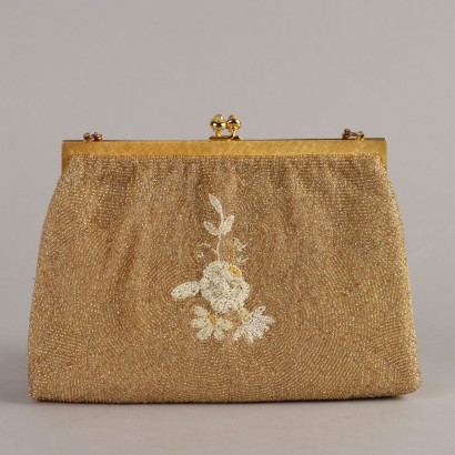 Vintage Gold Abendtasche mit Stickerei