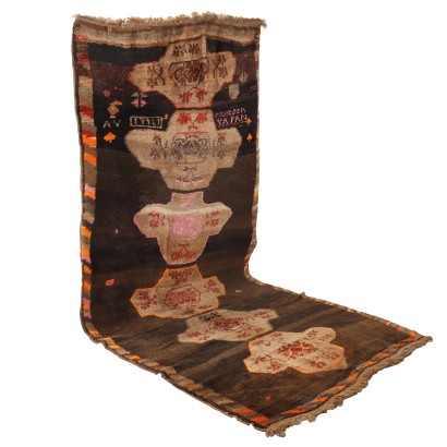 Antique Gabbeh Carpet Cotton Wool Heavy Knot Iran 157 x 75 In