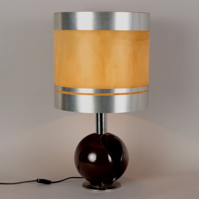 Lampe de Table Vintage Céramique Aluminium Italie Années 60