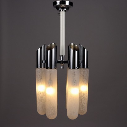 Vintage 1960s Mazzega Ceiling Lamp Murano Glass Metal