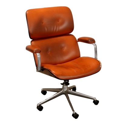 Fauteuil d'Office Vintage MIM en Simili Cuir Aluminium des Années 60