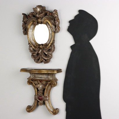 Étagère et miroir en bois sculpté