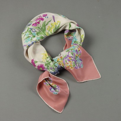 Vintage Scarf Nina Ricci Flower Patterned Silk Italy