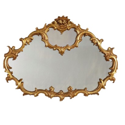 Antique Mirror with Decorations Italy XX Century