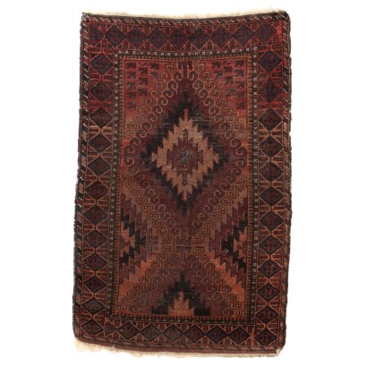 Antique Beluchi Carpet Wool Thin Knot Iran 60 x 36 In