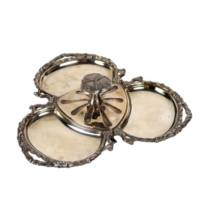Antiker Teller mit 3 Platten aus Silber Italien des XX Jhs
