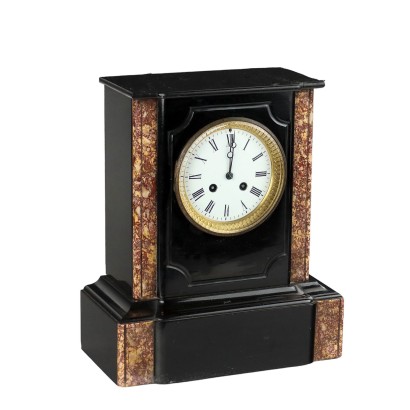 Antique Clock Black Marble Europe Late XIX Century
