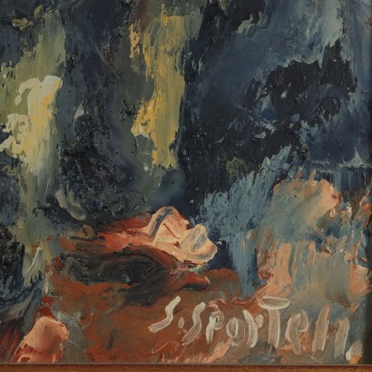 Pintura de Salvatore Sportelli,Figura sentada,Salvatore Sportelli,Salvatore Sportelli,Salvatore Sportelli