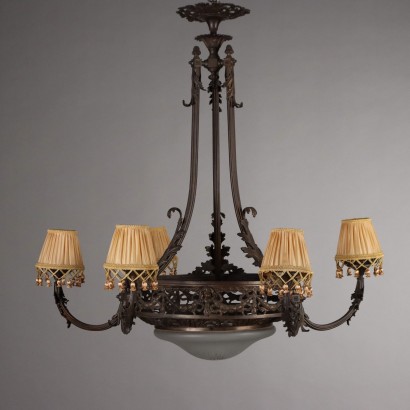 Lampadario Liberty in Bronzo