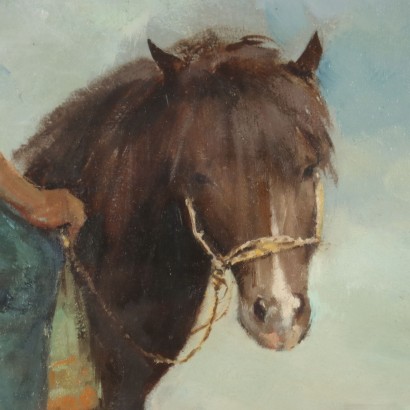Peinture de Rialdo Guizzardi,Enfant sur le poney,Rialdo Guizzardi,Rialdo Guizzardi,Rialdo Guizzardi