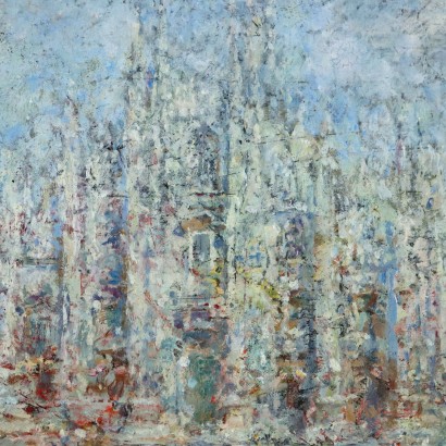 Painting by Luigi Mantovani,The Cathedral of Milan,Luigi Mantovani,Luigi Mantovani,Luigi Mantovani