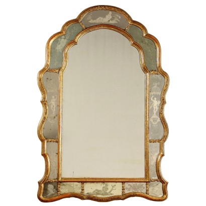 Antique Venetian Mirror Glass Gilded Frame Italy XVIII Century