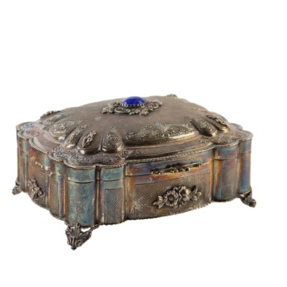 Antique Silver Casket with Decorations Italy XX Century