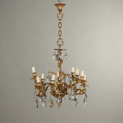 Antique Chandelier Rococo Style Gilded Bronze XX Century