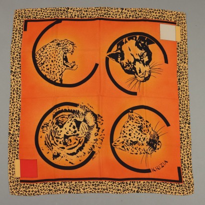 Krizia Vintage Schal aus Seide mit Katzenartigen Italien
